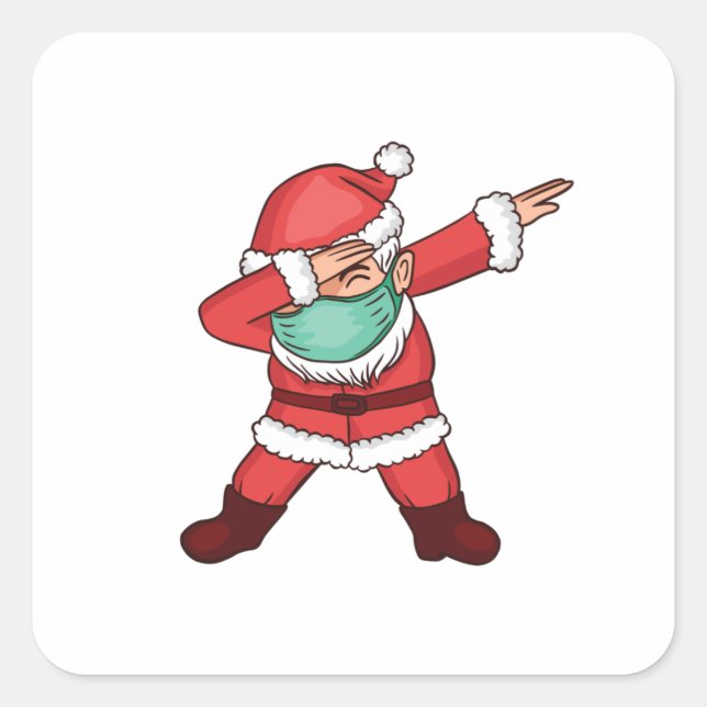 Dabbing Santa Face Mask Square Sticker (Front)