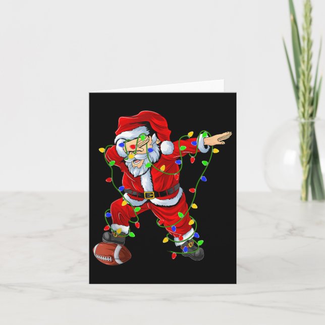 Dabbing Santa Football Christmas Lights Srty Playe Card (Front)