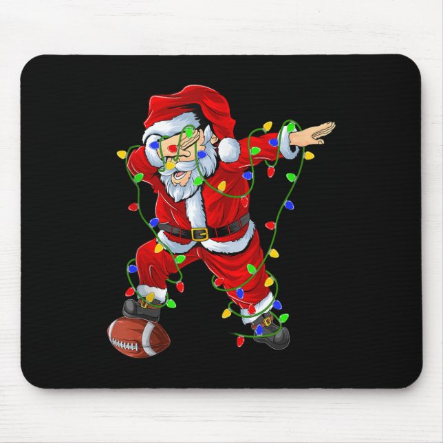 Dabbing Santa Football Christmas Lights Srty Playe Mouse Pad (Front)