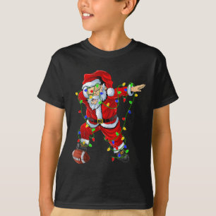 Dabbing Santa Football Christmas Lights Srty Playe T-Shirt