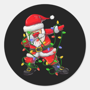 Dabbing Santa  for Boys Girls Christmas Tree Light Classic Round Sticker