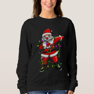 Dabbing Santa  For Boys Girls Christmas Tree Light Sweatshirt