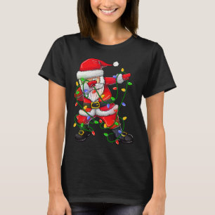 Dabbing Santa for Boys Girls Christmas Tree Light T-Shirt