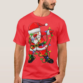 Dabbing Santa for Boys Girls Christmas Tree Light T-Shirt