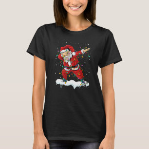 Dabbing Santa for Boys Girls Christmas Tree Light T-Shirt