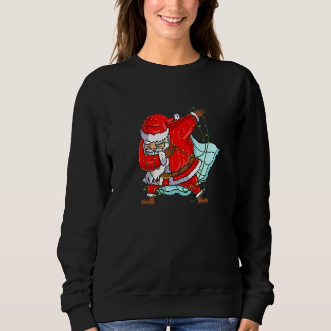 Dabbing Santa For Boys Girls Christmas Tree Lights Sweatshirt (Front)