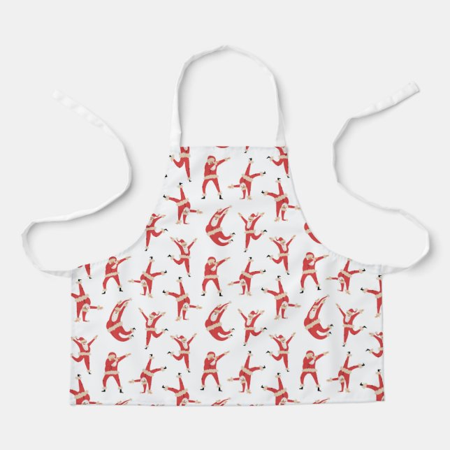 Dabbing Santa Fun Christmas Pattern Apron (Front)