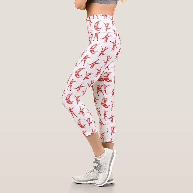 Dabbing Santa Fun Christmas Pattern Capri Leggings (Left)