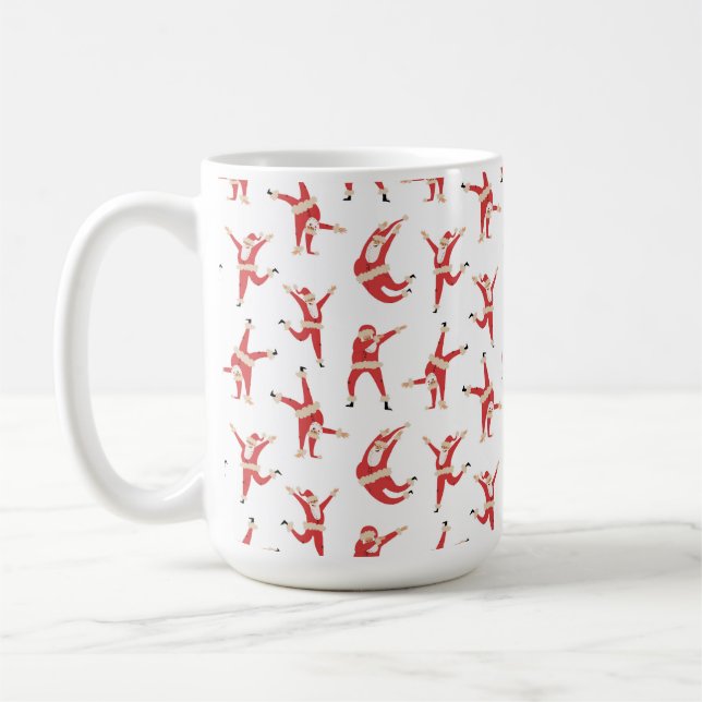 Dabbing Santa Fun Christmas Pattern Coffee Mug (Left)