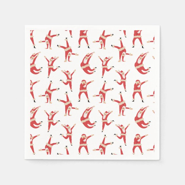 Dabbing Santa Fun Christmas Pattern Napkin (Front)