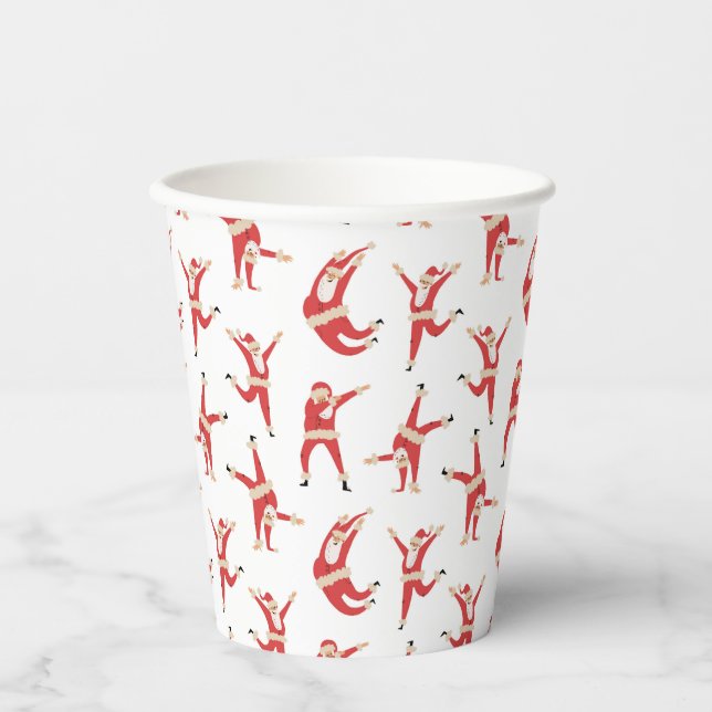 Dabbing Santa Fun Christmas Pattern Paper Cups (Front)