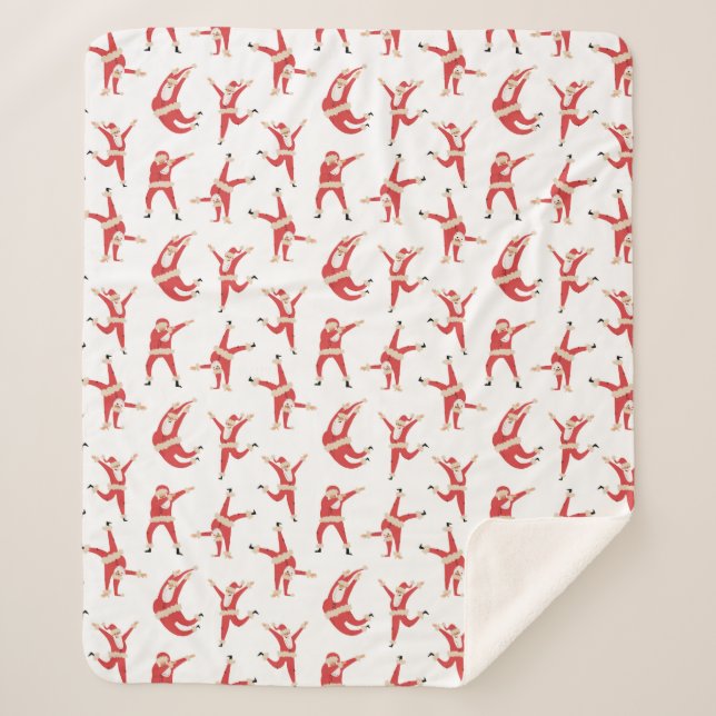 Dabbing Santa Fun Christmas Pattern Sherpa Blanket (Front)