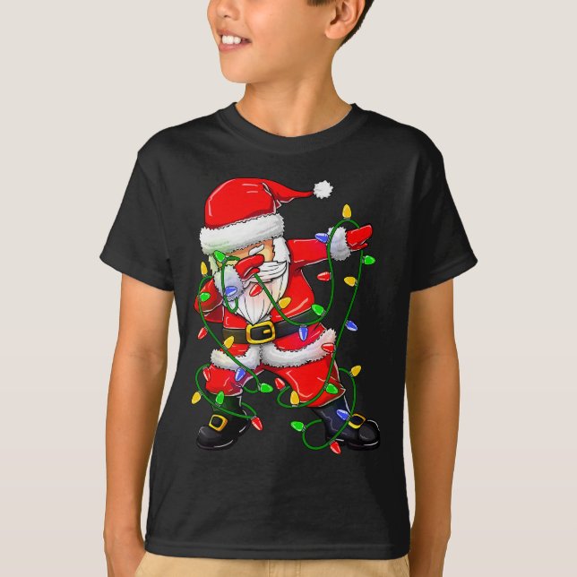 Dabbing Santa Funny Christmas Shirts Women 2024 Bo (Front)
