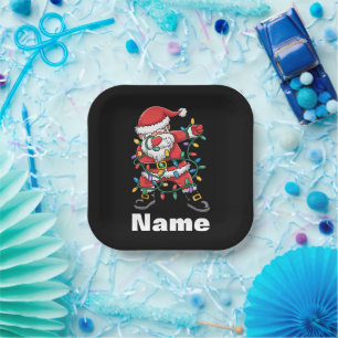 Dabbing Santa Funny Personalised Christmas Gift Paper Plate