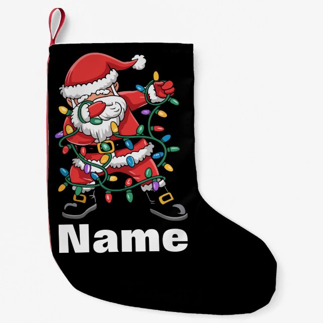 Dabbing Santa Funny Personalised Christmas Gift Small Christmas Stocking (Front)