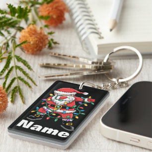 Dabbing Santa Funny Personalized Christmas Gift Key Ring