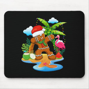 Dabbing Santa Gingerbread Flamingo Beach Christmas Mouse Pad