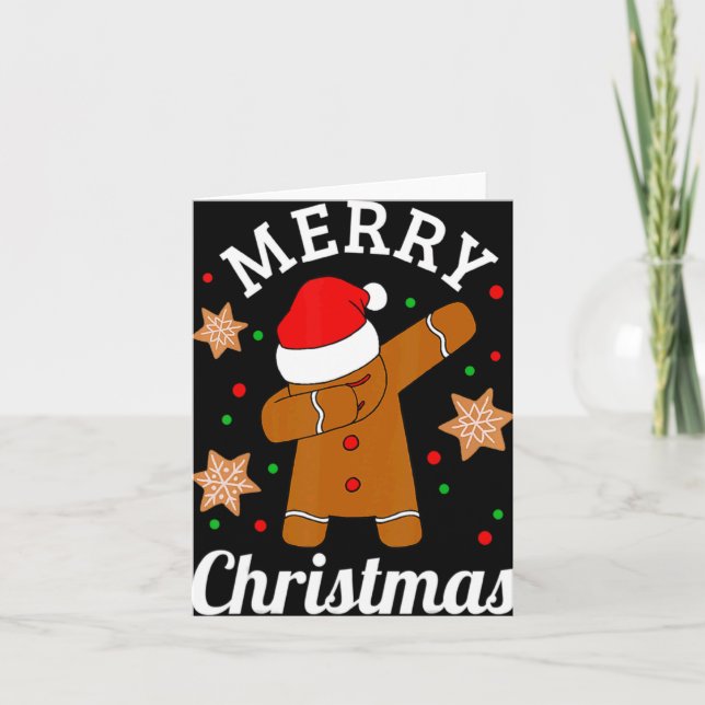Dabbing Santa Hat Gingerbread Man Xmas For Girls T Card (Front)