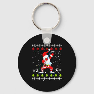 Dabbing Santa Hockey Ugly Christmas Sweater Xmas Key Ring
