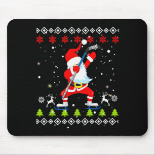 Dabbing Santa Hockey Ugly Christmas Sweater Xmas  Mouse Pad