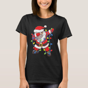 Dabbing Santa In Face Mask Girls Boys Christmas Tr T-Shirt