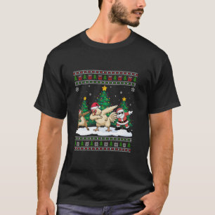 Dabbing Santa Reindeer Chicken Tree Lights Ugly Xm T-Shirt