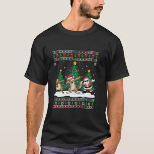 Dabbing Santa Reindeer Coyote Tree Lights Ugly Xma T-Shirt