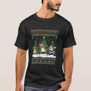 Dabbing Santa Reindeer Deer Tree Lights Ugly Xmas T-Shirt