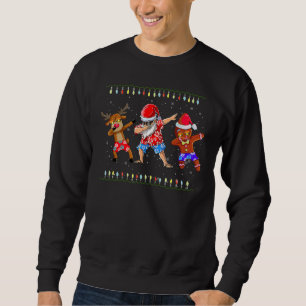 Dabbing Santa Reindeer Gingerbread Beach Christmas Sweatshirt