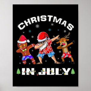 Dabbing Santa Reindeer Gingerbread Christmas In Ju Poster