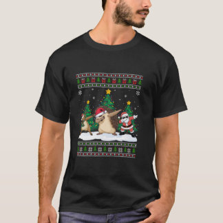 Dabbing Santa Reindeer Hedgehog Tree Lights Ugly X T-Shirt
