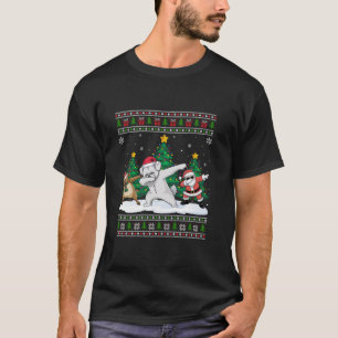 Dabbing Santa Reindeer Maltese Dog Tree Lights Ugl T-Shirt