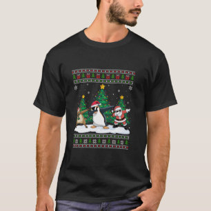 Dabbing Santa Reindeer Penguin Tree Lights Ugly Xm T-Shirt