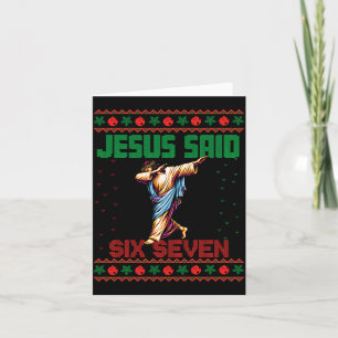 Dabbing Santa Says Six Seven 67 Meme Ugly Christma Card