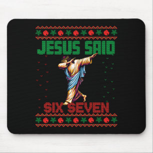 Dabbing Santa Says Six Seven 67 Meme Ugly Christma Mouse Pad