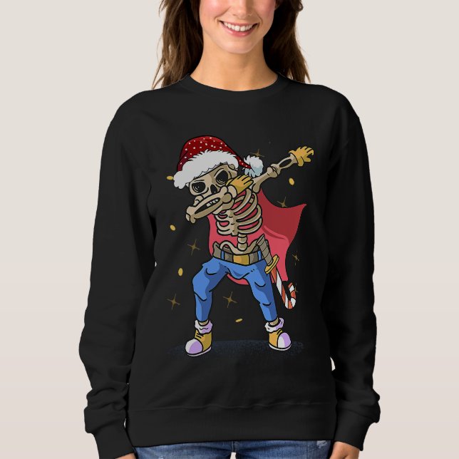 Dabbing Santa Skeleton christmas  for men boy Chri Sweatshirt (Front)