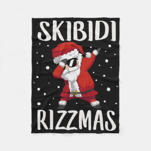 Dabbing Santa Skibidi Rizz-mas Fleece Blanket