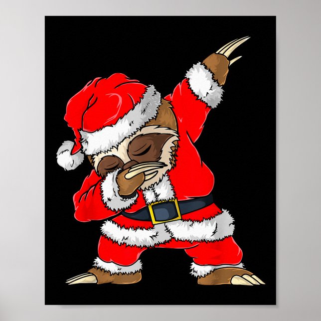 Dabbing Santa Sloth Merry Slothmas Christmas Kids  Poster (Front)