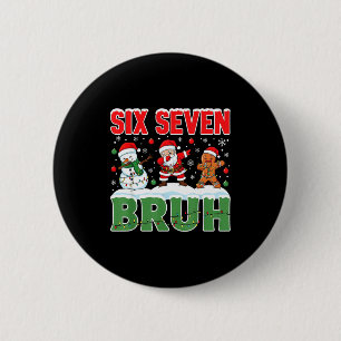 Dabbing Santa Snowman 6 7 Meme Christmas Six Seven 6 Cm Round Badge