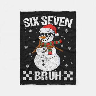 Dabbing Santa Snowman 6 7 Meme Christmas Six Seven Fleece Blanket