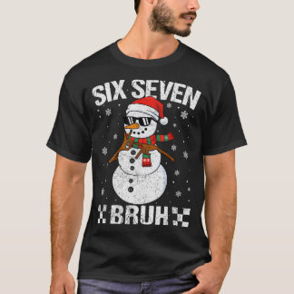 Dabbing Santa Snowman 6 7 Meme Christmas Six Seven T-Shirt