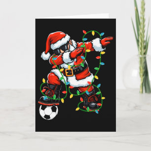 Dabbing Santa Soccer Christmas Lights Xmas Soccer Card
