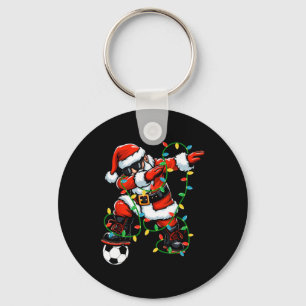Dabbing Santa Soccer Christmas Lights Xmas Soccer Key Ring