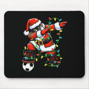 Dabbing Santa Soccer Christmas Lights Xmas Soccer Mouse Pad