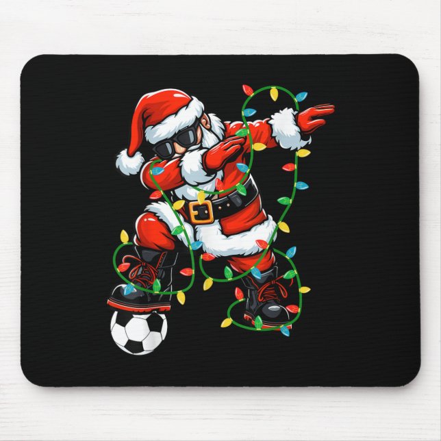 Dabbing Santa Soccer Christmas Lights Xmas Soccer  Mouse Pad (Front)