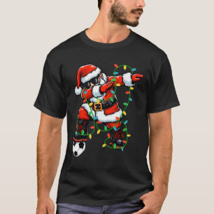 Dabbing Santa Soccer Christmas Lights Xmas Soccer T-Shirt