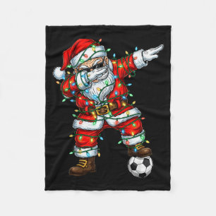 Dabbing Santa Soccer Christmas Pajamas Boys Kids M Fleece Blanket