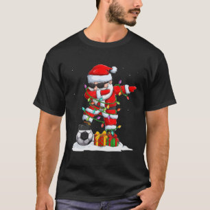 Dabbing Santa Soccer For Kids Boys Girls Christmas T-Shirt