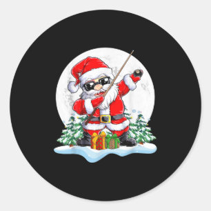 Dabbing Santa Sungles Playing Billiard Christmas P Classic Round Sticker