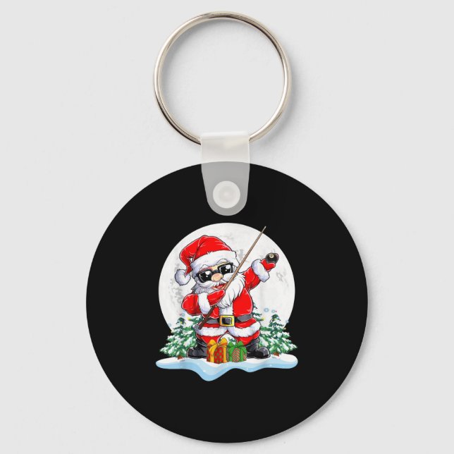 Dabbing Santa Sungles Playing Billiard Christmas P Key Ring (Front)